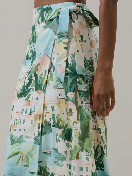 Piti Town Wrap Skirt in Aqua