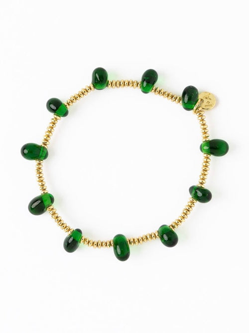 Hope Stretch Bracelet in Kelly Green Glass