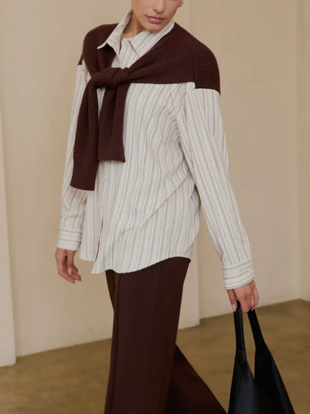 A Perfect Pair Twofer Top in Cream & Brown