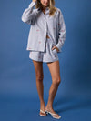 Embroidered Flag Button Down in Navy & White