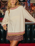 Ribbed Around The Edges Sweatshirt in Oatmeal