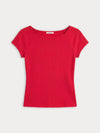The Variegated Rib Top in Crimson Rose