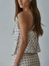 Smidge Of Satin Top in Cream Polka Dot