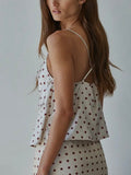 Smidge Of Satin Top in Cream Polka Dot