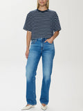 Mae Cropped Tee in Navy Stripe