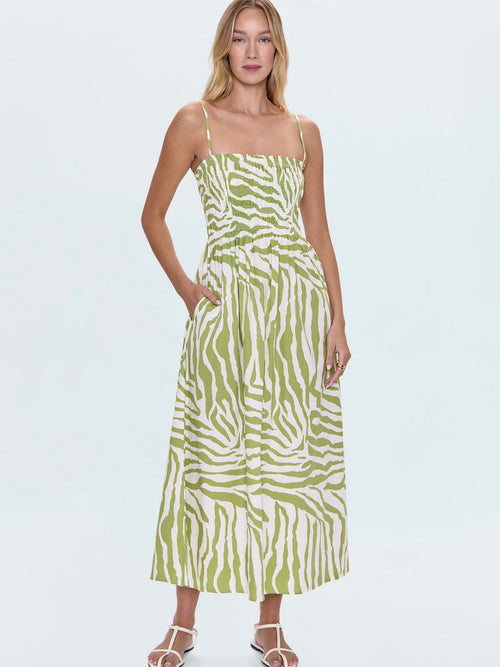 Bianca Smocked Dress in Safari Lime