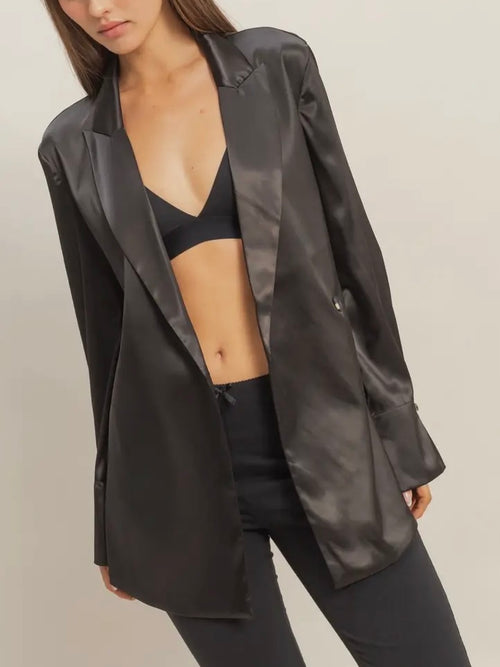 Soft Like Satin Blazer in Black