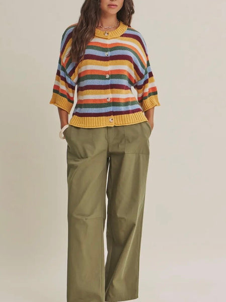Maple Street Stripe Cardigan in Mustard