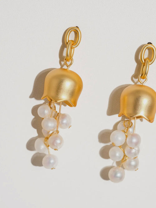 Merope Bellflower Pearl Earrings