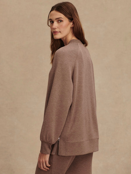 Nicole Boyfriend Sweat in Deep Taupe Marl Fleck