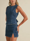 Back To Business Denim Top in Dark Blue