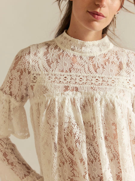 Lilabeth Lace Top in Clean Ivory