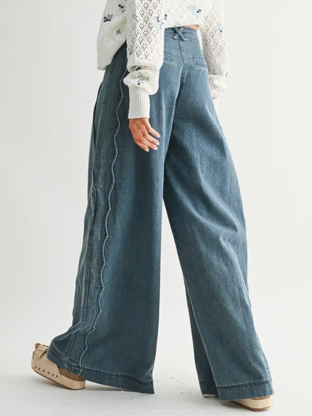 We Scream For Scallops Trouser in Denim
