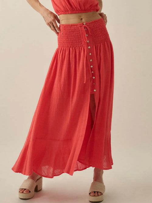 Gauze To Go Maxi Skirt in Tomato