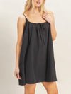 Girly & Gathered Mini Dress in Black