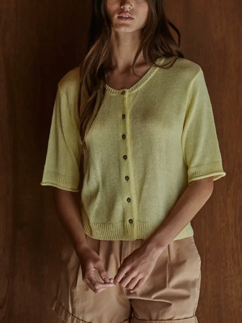 Sweet Summer Cardi Top in Lemon