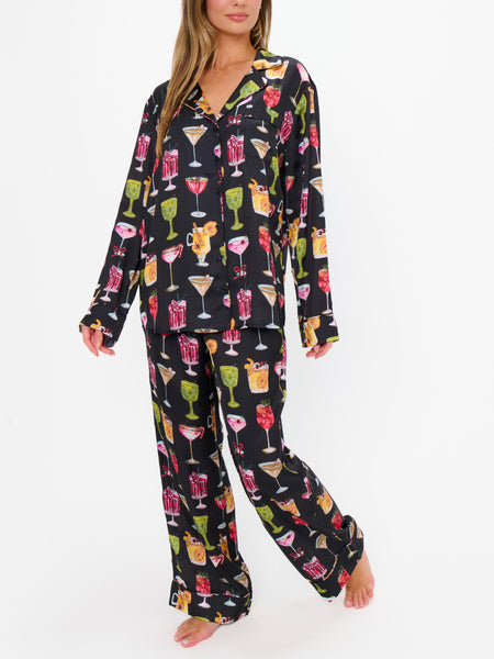 Classic PJ Set in Holiday Cocktails Silky
