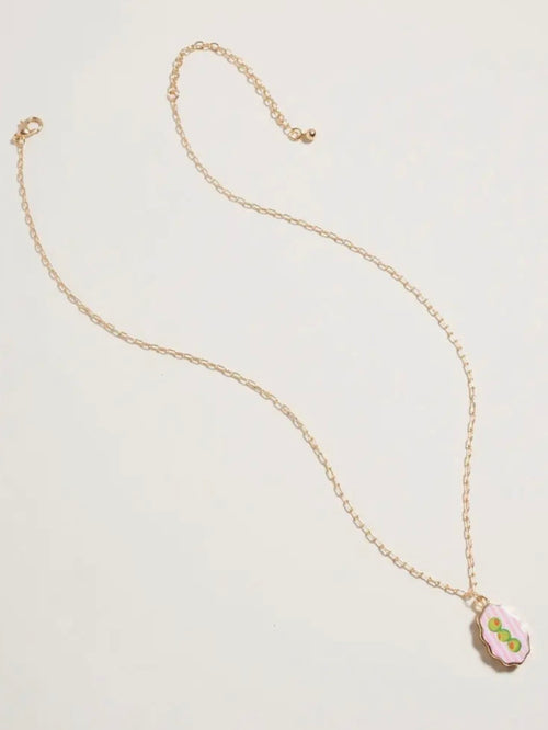Painted Tile Necklace in Olives