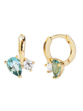 Double CZ Mini Huggies in Green