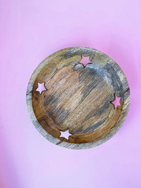 Star Cut Out Wood Bowl