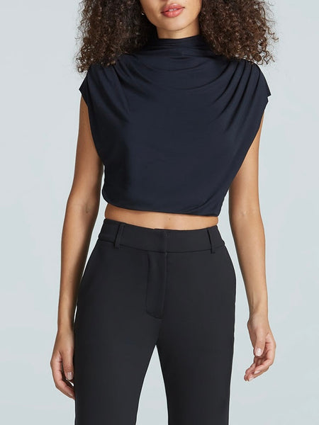 Butter Draped Crop Top in Black