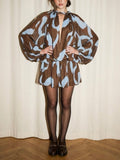 Go Go Geo Dress in Brown & Blue