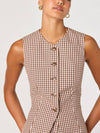 Karan Vest in Brown Checker