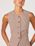 Karan Vest in Brown Checker