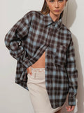 A 90's Plaid Shirt in Brown & Blue