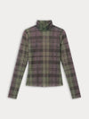 The Mesh Turtleneck in Navy & Green Plaid