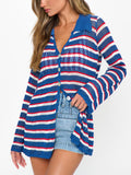 Button Up Cover Up in Montauk Stripe Crochet