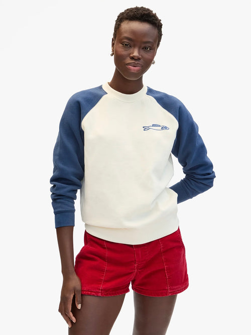 Sweatshirt in Cream & Navy Embroidered Sardine