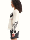 Intarsia Oversized Pullover in Soft Ice