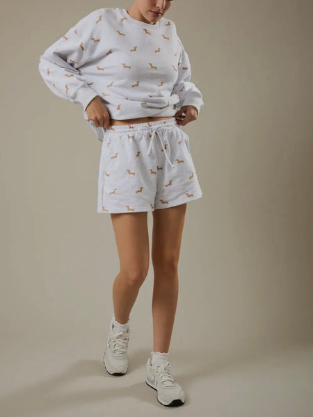 Stretched Out Shorts in Doggy Print Grey