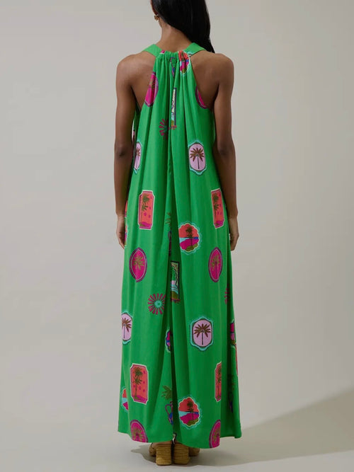 Trinie Halter Maxi Dress in Kelly