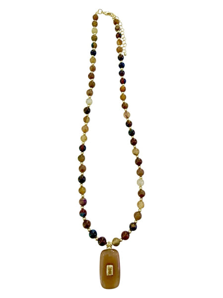 Kayla Mini Beaded Necklace in Brown