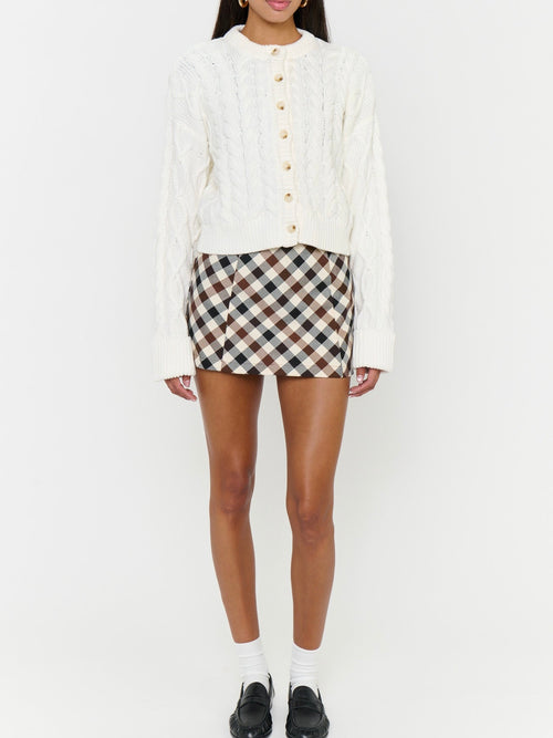 Chimney Cardigan in Cream Cable Knit