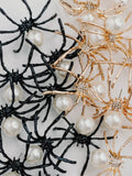 Spooky Spider Pearl Earrings in Black