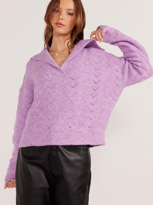 Mira Collared Sweater in Lilac