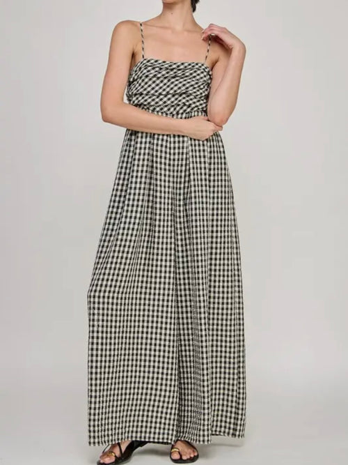Going Gingham Jumpsuit in Black