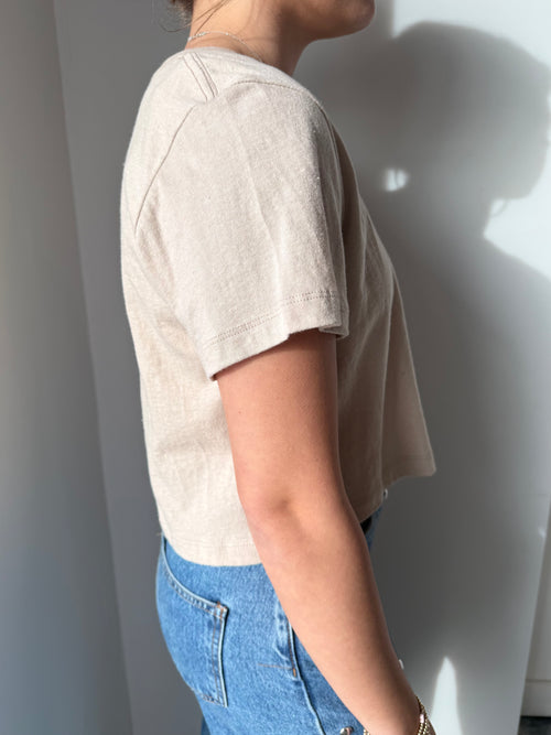 Out of the Boxy Crop Tee in Latte