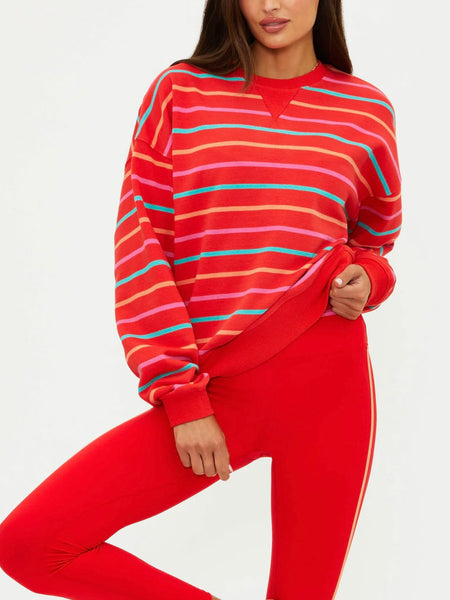 Devyn Oversized Sweatshirt in Strawberry Smoothie Stripe