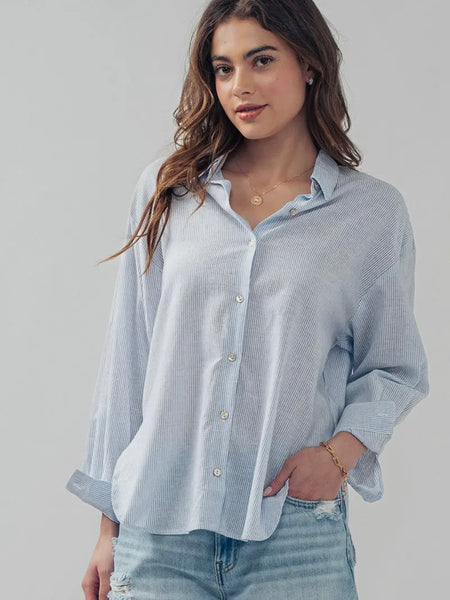 Put It Plainly Button Up in Blue