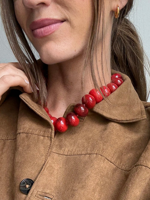 Joan Semi-Precious Necklace in Red