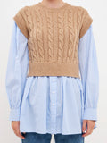 Mix It Up Sweater Vest Top in Taupe