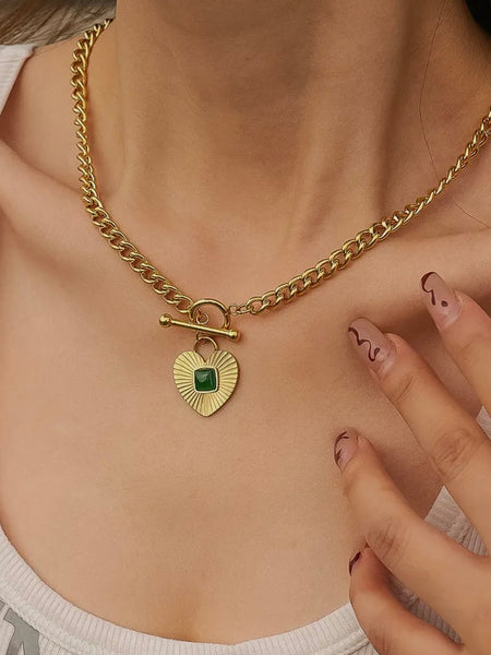 Apres Green Heart Necklace