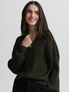 Carmen Rib Knit Zip Through in Dark Olive