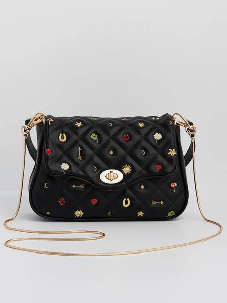 Mary Motif Quilted Crossbody Clutch