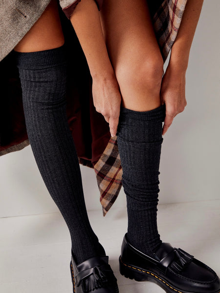 Viola Over The Knee Socks in Charcoal