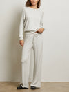 Maddie Waffle Drawstring Pant in Ash